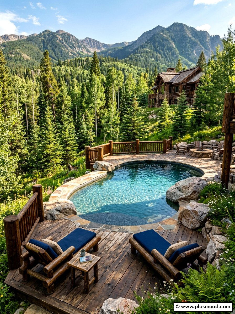 Rustic Wood Pool Deck - 25 summer pool deck ideas
