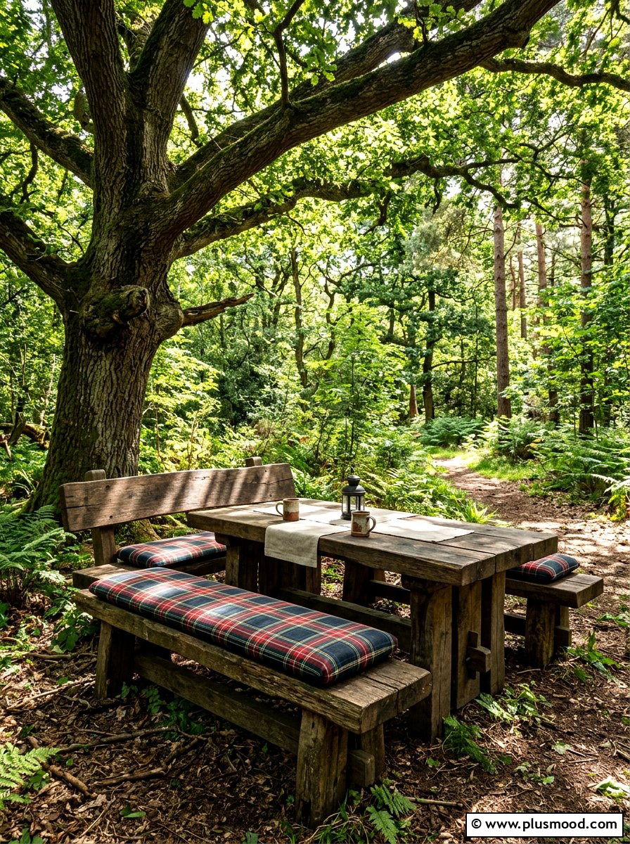 Rustic Wooden Bench Setup - 25 summer picnic backyard ideas