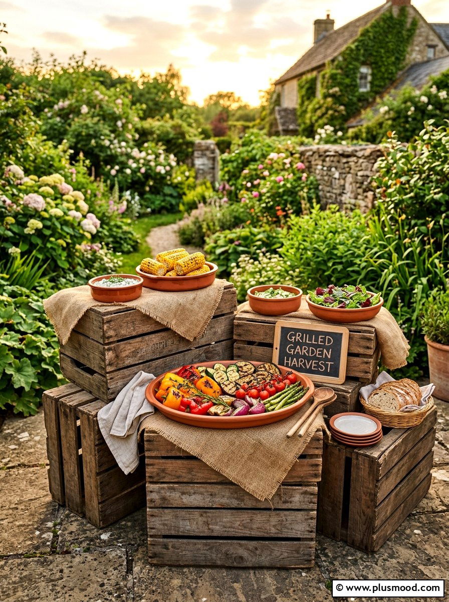 Rustic Wooden Crates Display - 25 summer buffet table decor ideas