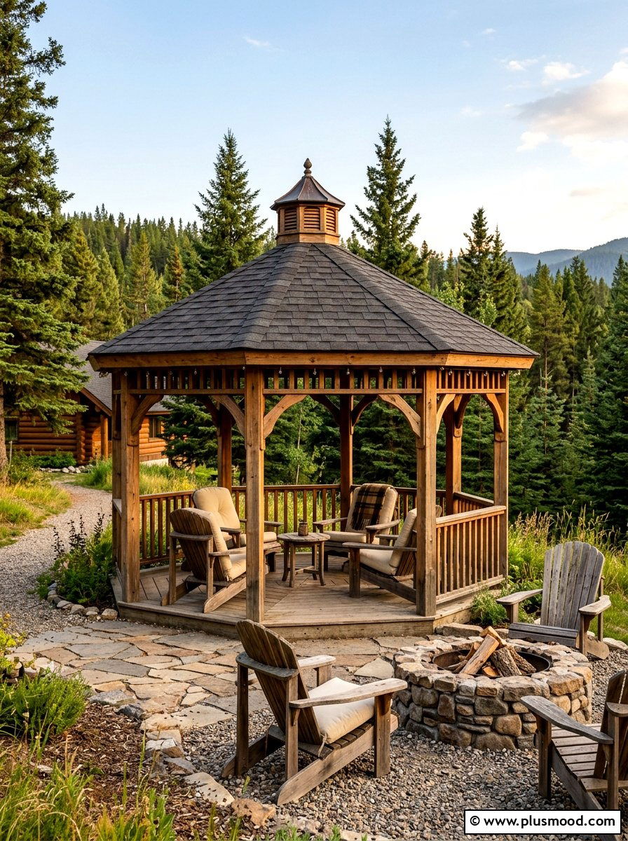 Rustic cedar gazebo - 25 small backyard ideas with gazebo