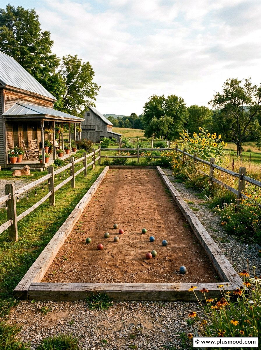 Rustic farmhouse bocce court - 25 small backyard ideas with bocce court