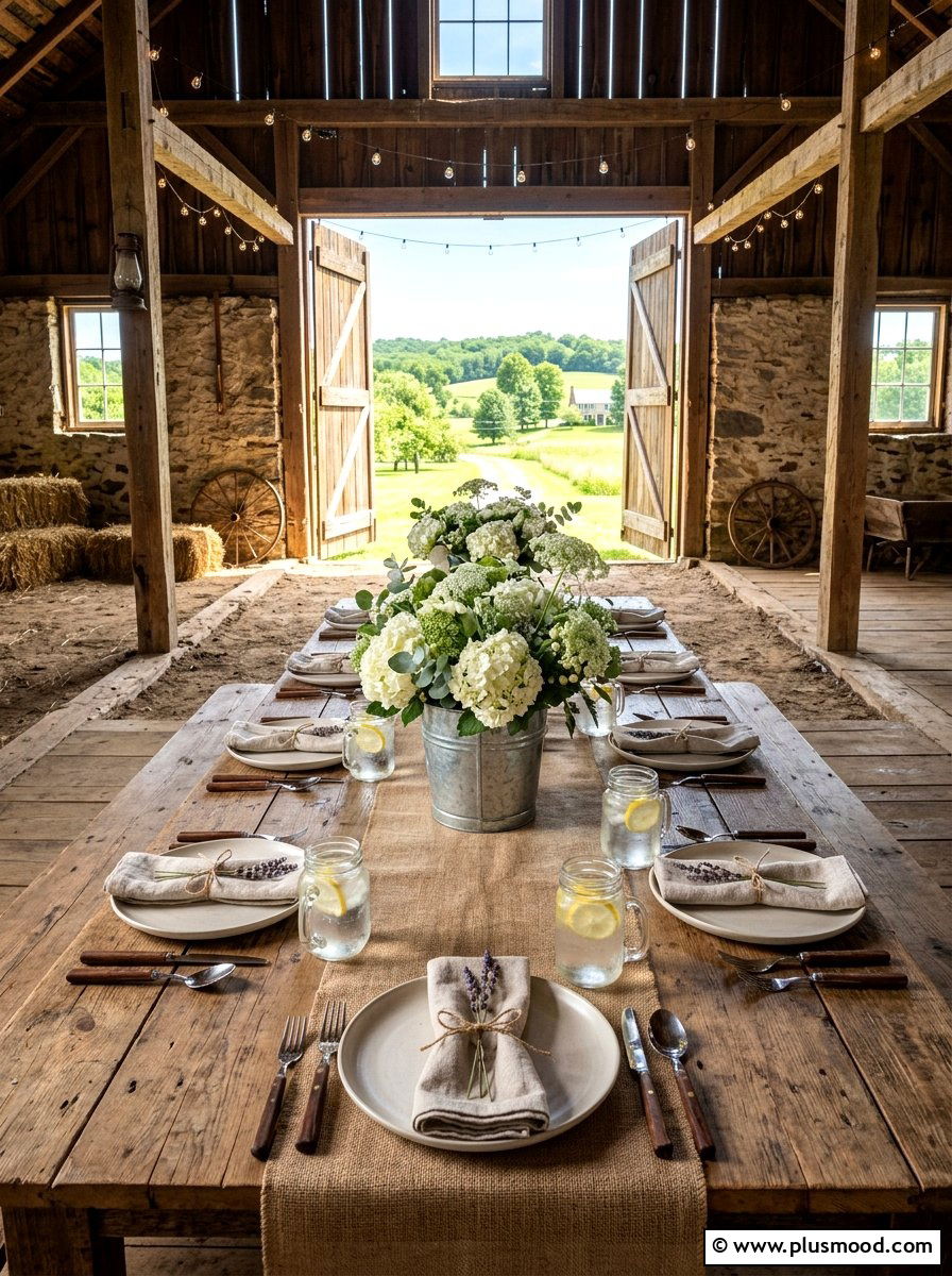 Rustic farmhouse summer table - 25 summer dinner party table ideas