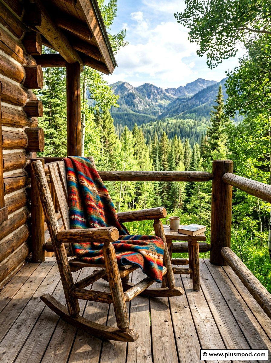 Rustic log rocking chair - 25 summer front porch rocking chair ideas
