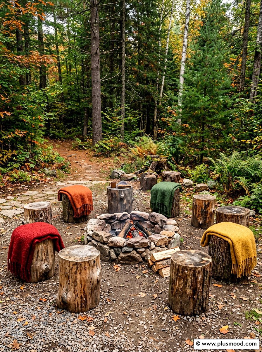 Rustic log seating - 25 summer bonfire party ideas