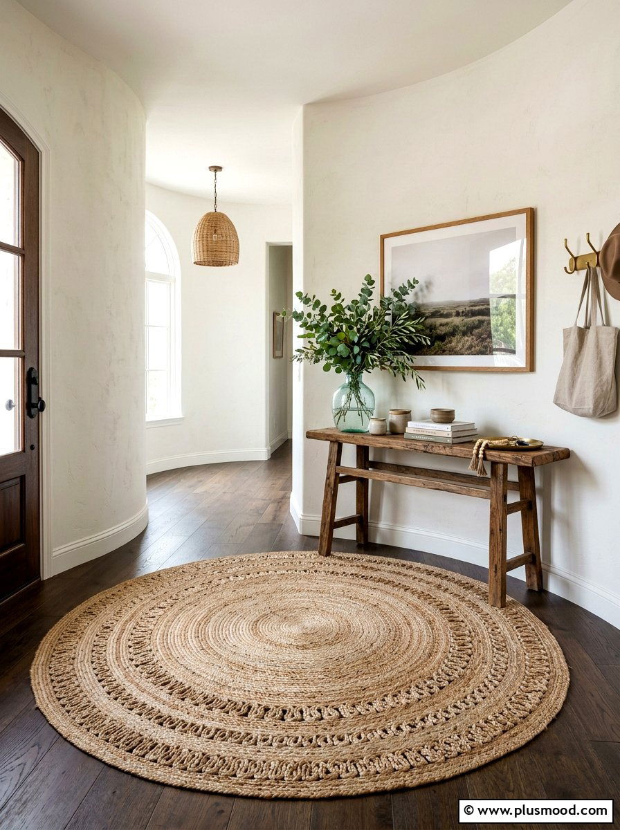 Rustic round jute foyer - 25 summer modern summer decor ideas
