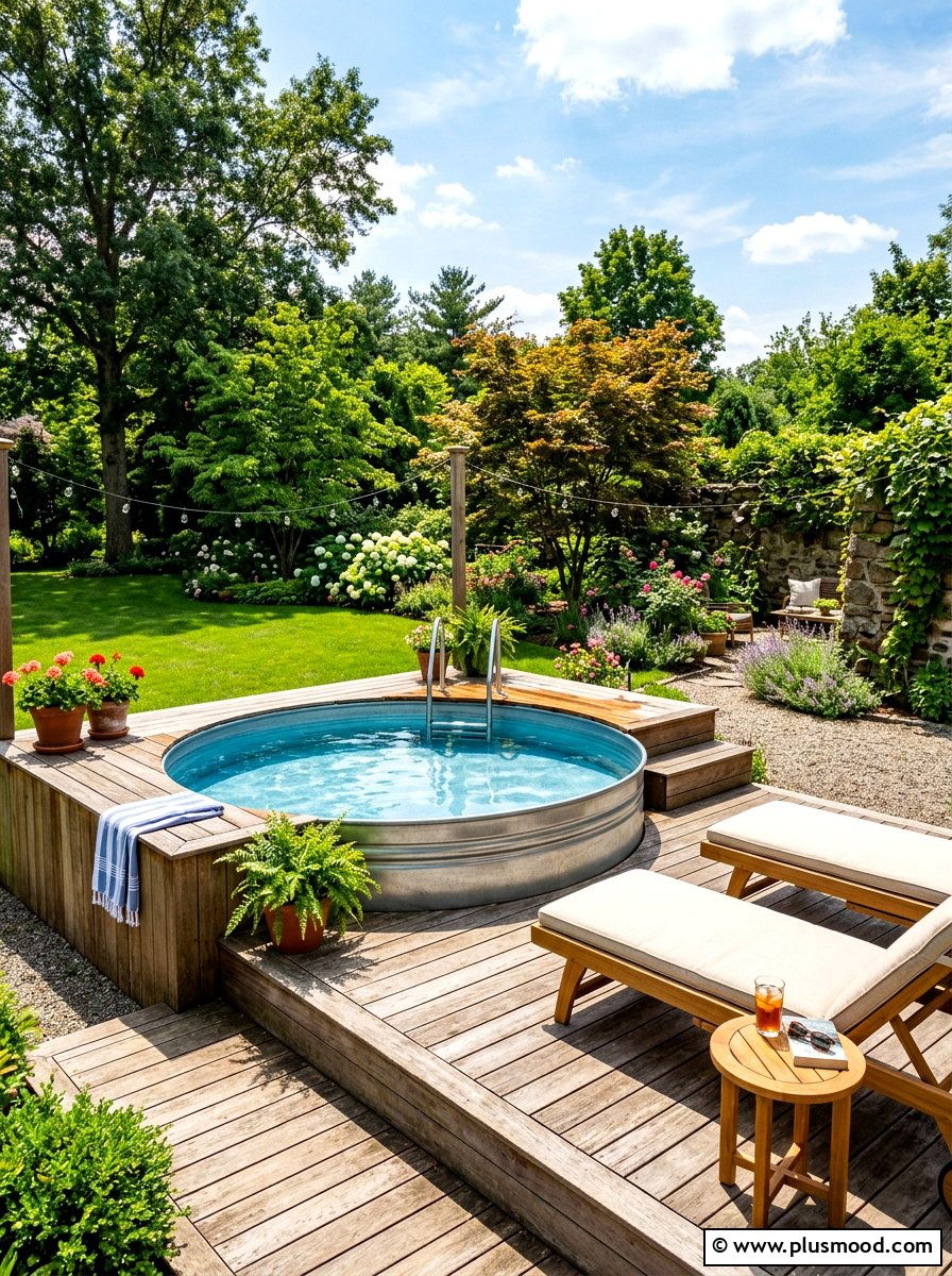 Rustic stock tank pool - 25 summer farmhouse outdoor entertaining ideas