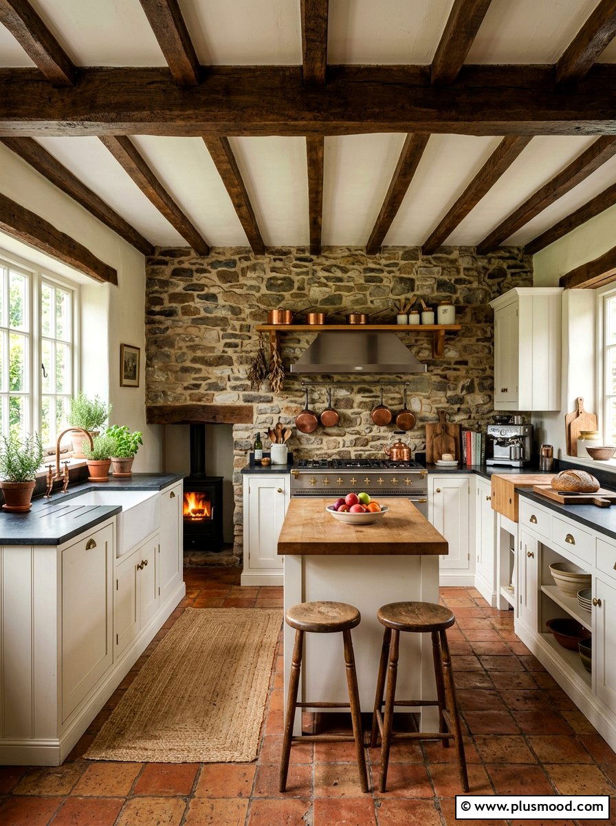Rustic stone wall - 25 summer cottage kitchen ideas