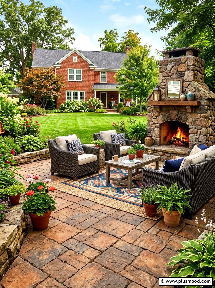 Rustic tumbled paver patio - 25 summer paver patio ideas