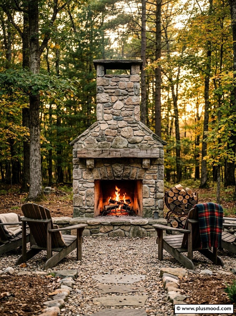 Rustic wood burning fireplace for small yard - 25 small backyard ideas with outdoor fireplace