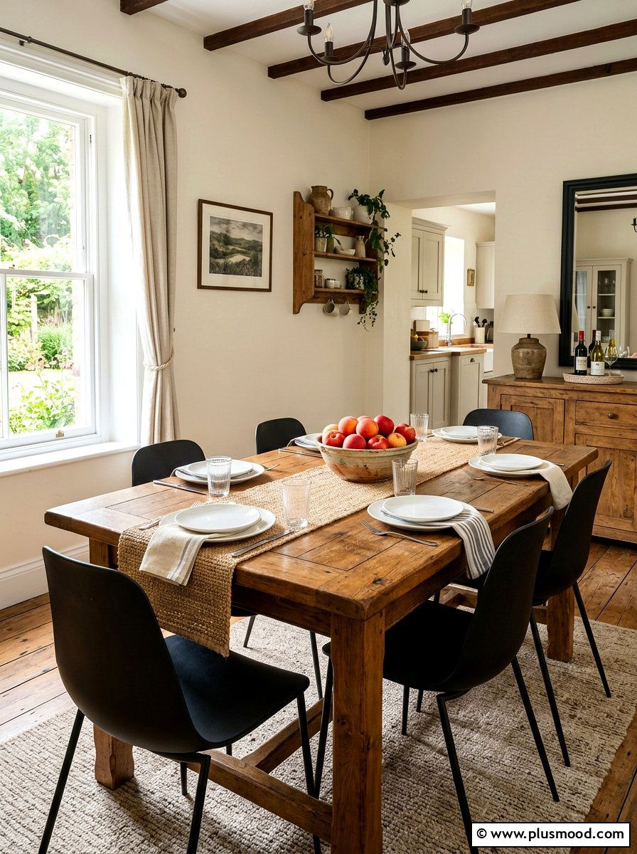 Rustic wood table - 25 late summer decor ideas