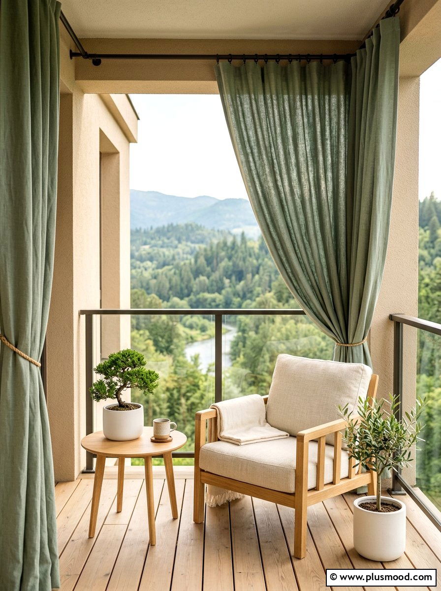 Sage Green Balcony Curtains - 25 summer balcony curtain ideas