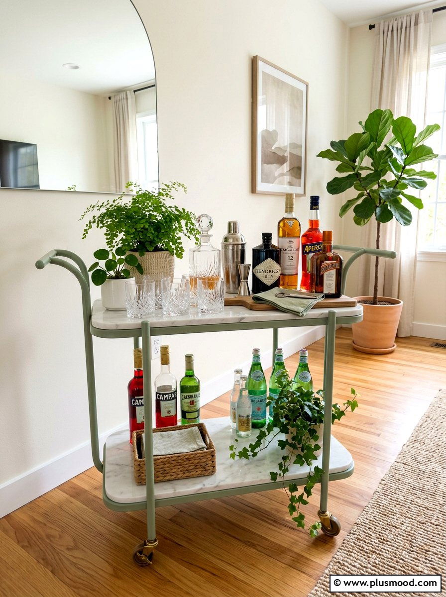 Sage Green Bar Cart - 25 summer bar cart styling ideas for summer