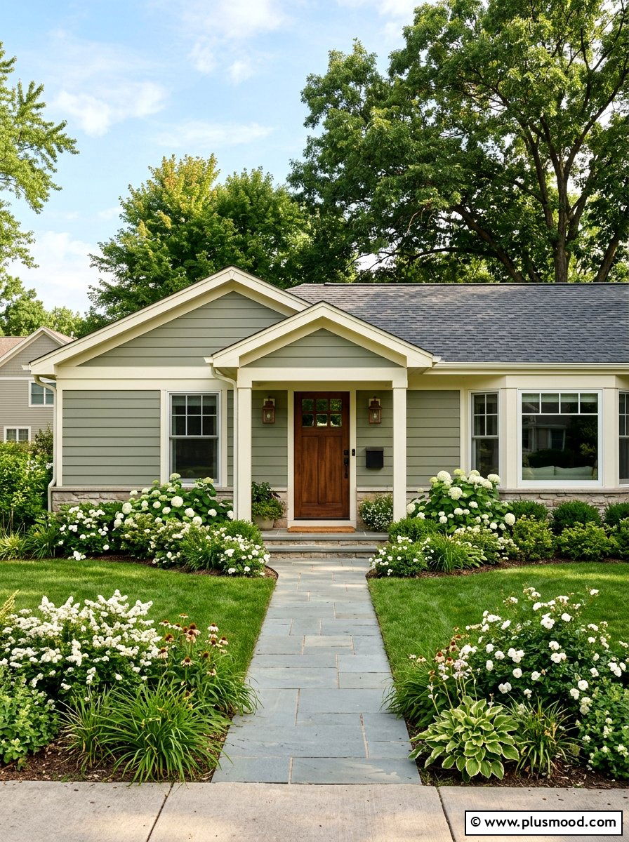 Sage Green Siding - 25 summer ranch house curb appeal ideas