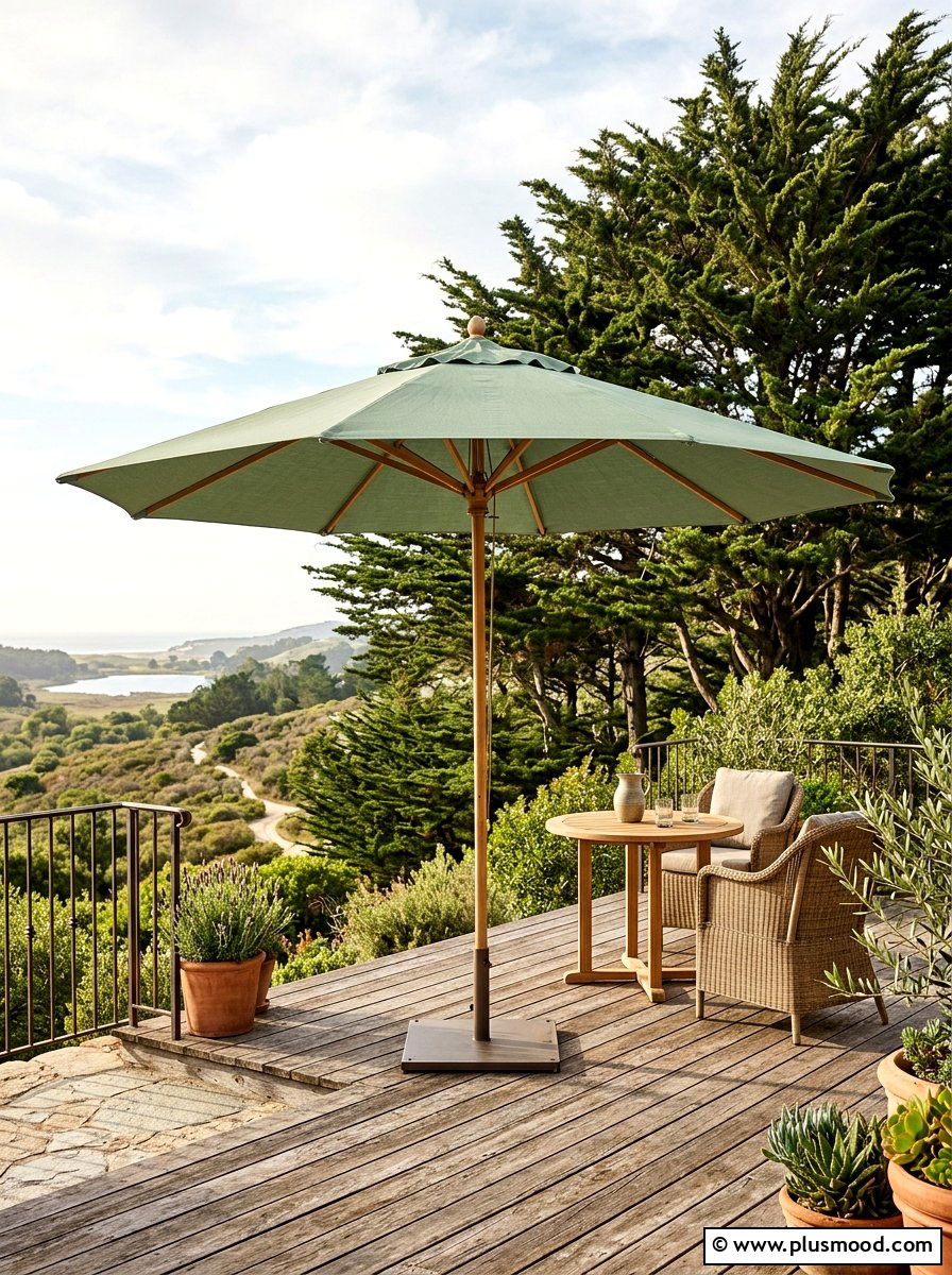 Sage Green Umbrella - 25 summer poolside umbrella ideas