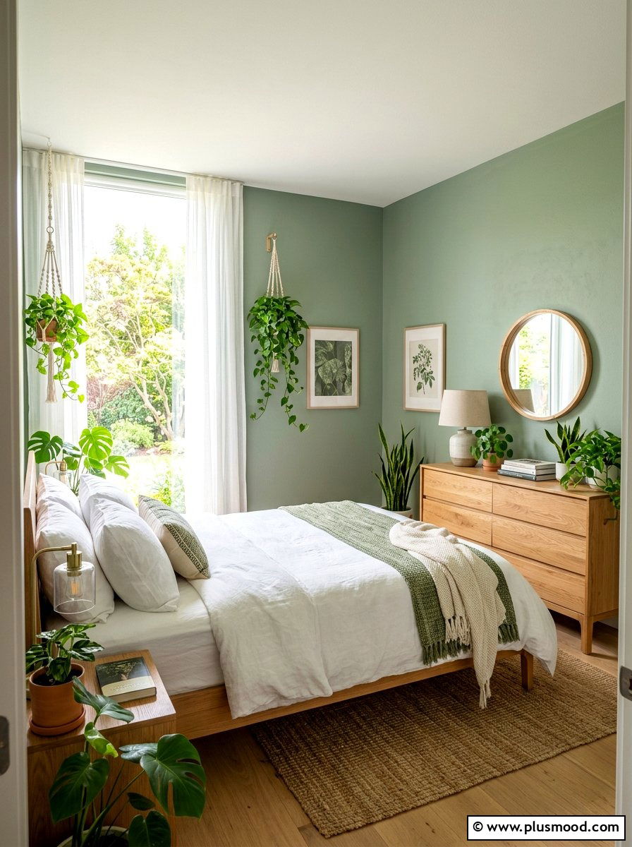 Sage Green Walls - 25 simple summer bedroom ideas