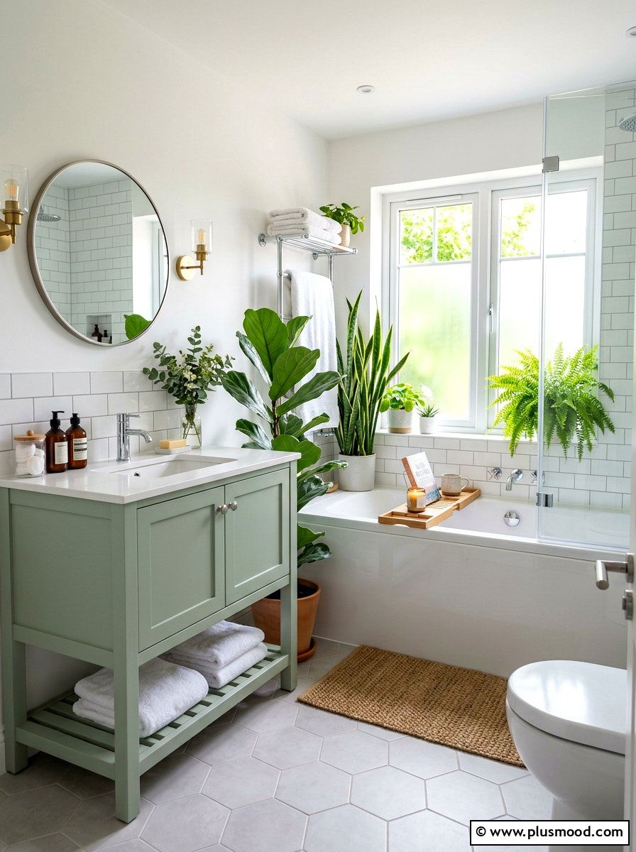 Sage green bathroom - 25 late summer decor ideas