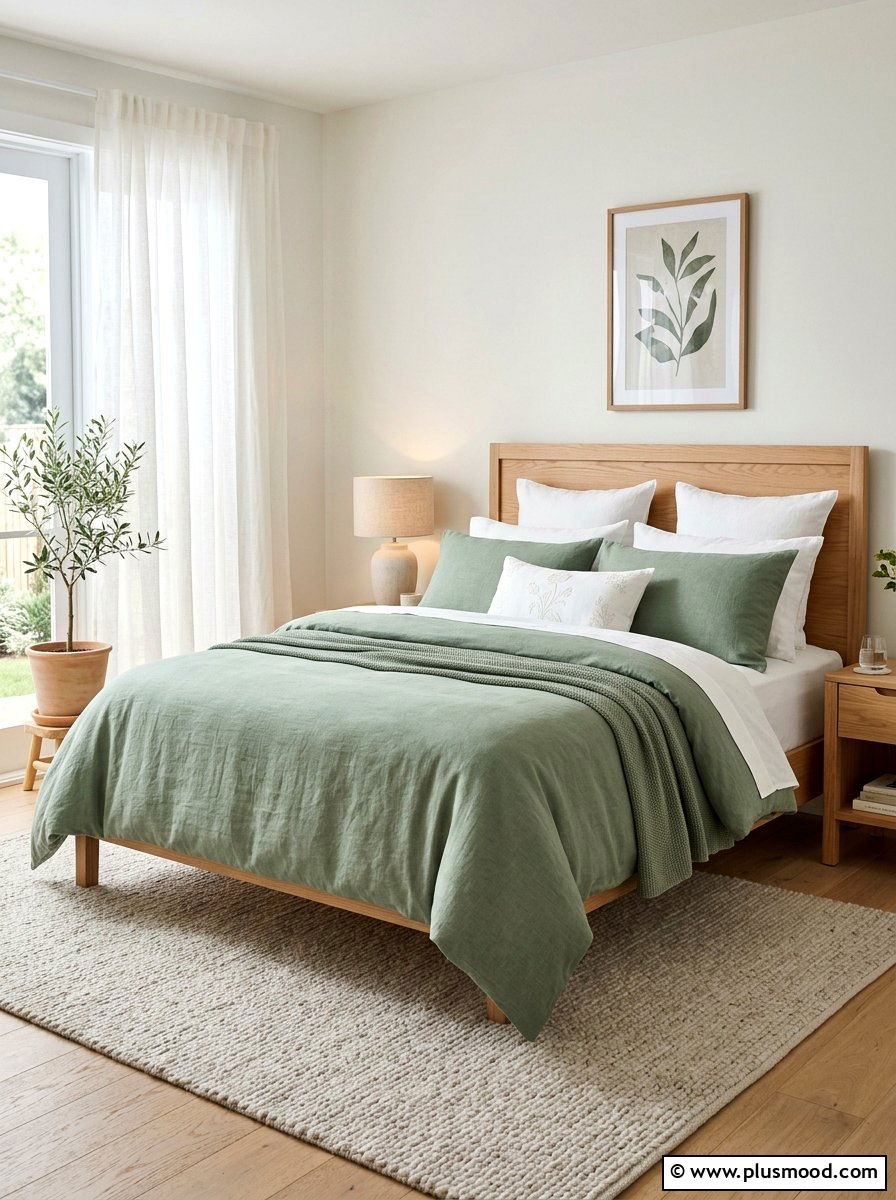 Sage green bedding - 25 late summer bedroom decor ideas