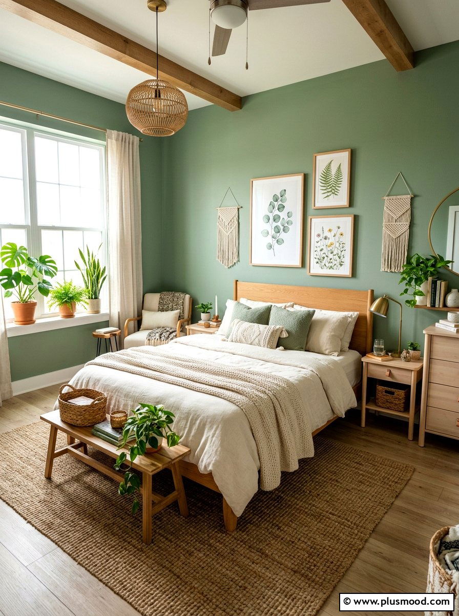 Sage green bedroom - 25 boho summer bedroom ideas