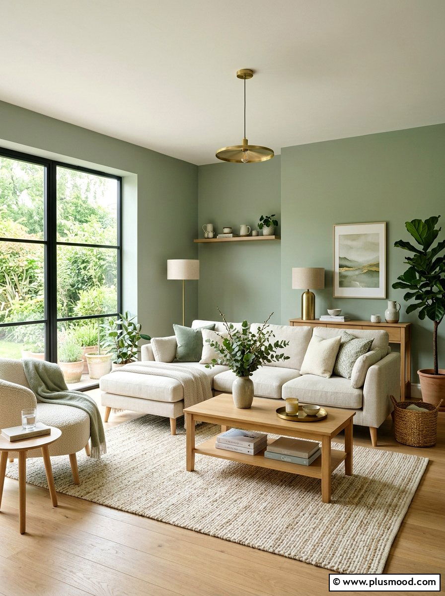 Sage green living room - 25 small summer living room ideas