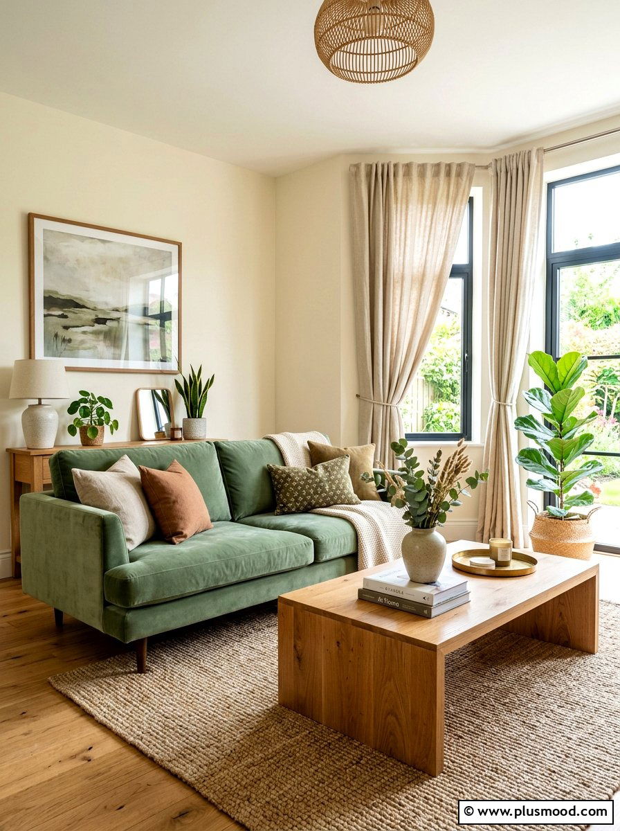 Sage green sofa living room - 25 summer to fall living room decor ideas