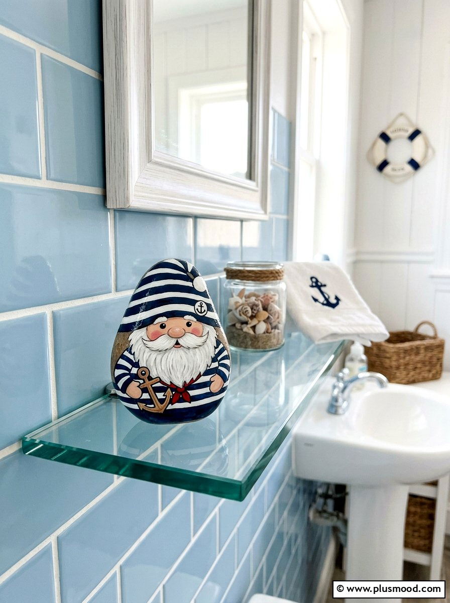 Sailor gnome - 25 painted rock ideas with gnomes