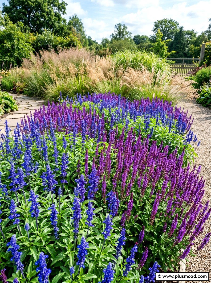 Salvia Flower Bed - 25 summer cutting garden ideas