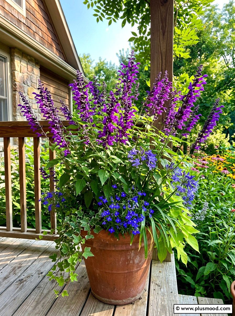 Salvia Hummingbird Garden - 25 summer front porch flower ideas