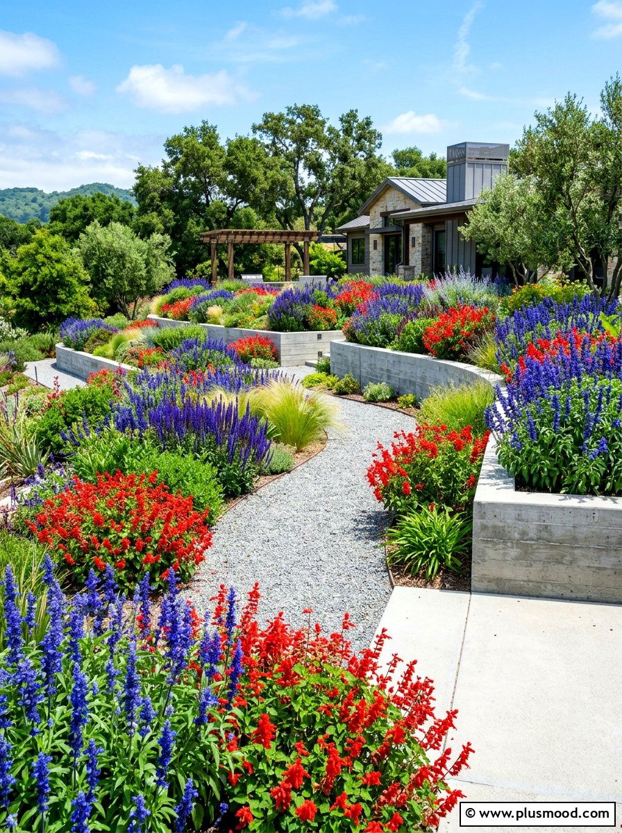 Salvia Landscape - 25 summer pollinator landscaping ideas