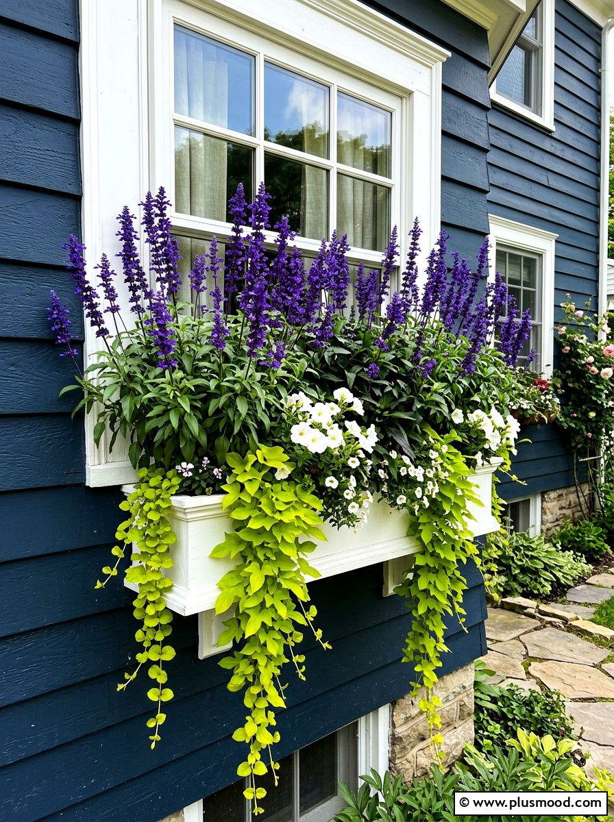 Salvia Window Box - 25 summer window box ideas for curb appeal