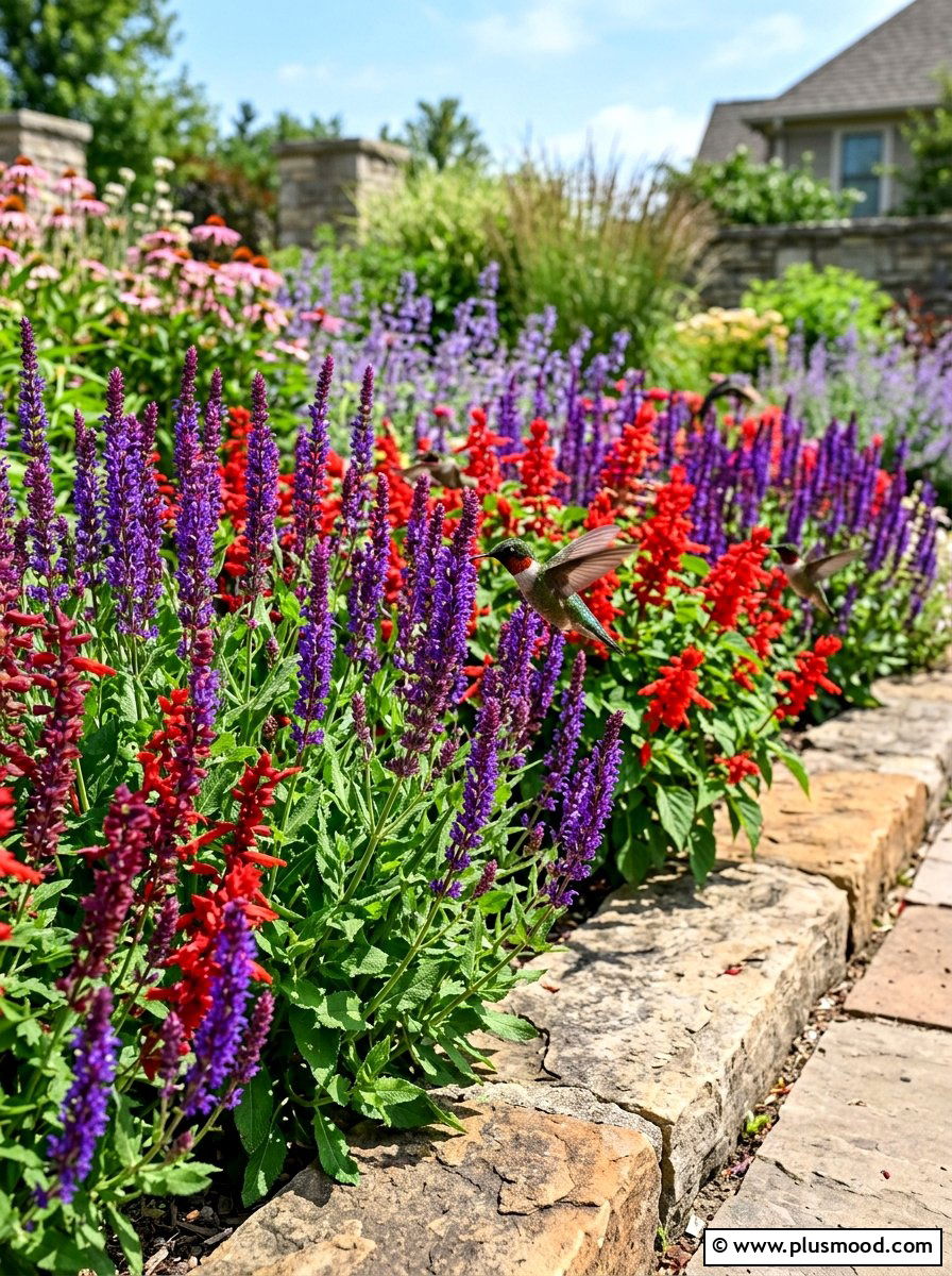 Salvia garden bed - 25 late summer flower bed ideas
