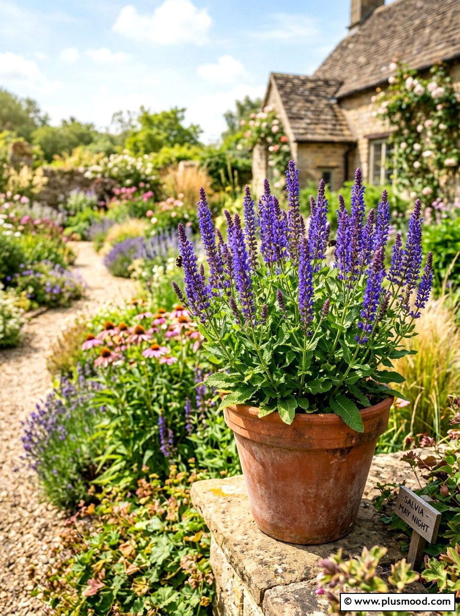 Salvia pollinator pot - 25 summer flower pot ideas
