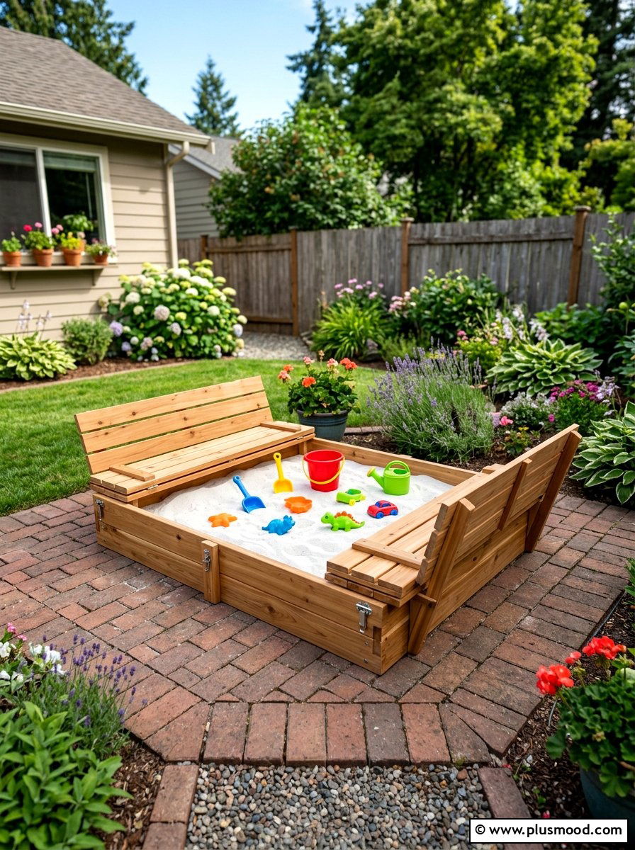 Sand Box With Cover - 25 small backyard ideas for small families