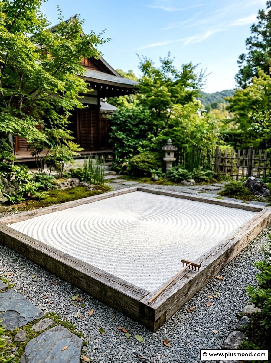 Sand Meditation Area - 25 small backyard ideas with zen garden