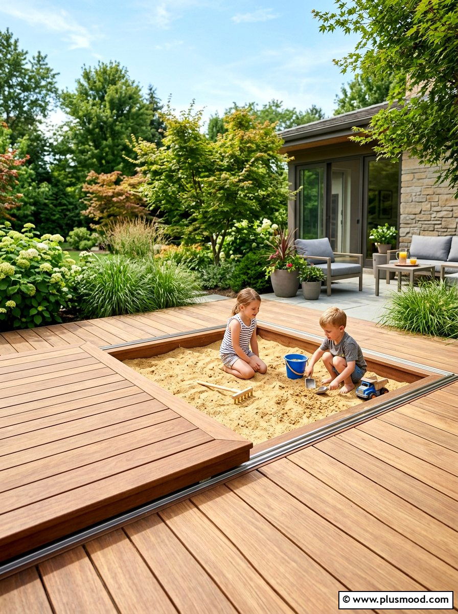 Sandbox With Sliding Lid - 25 small backyard ideas with sandbox