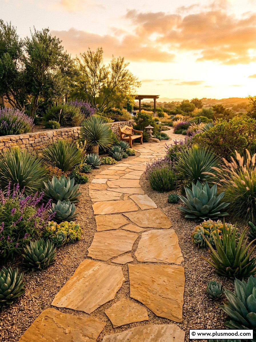 Sandstone Garden Path - 25 small backyard ideas with curved path