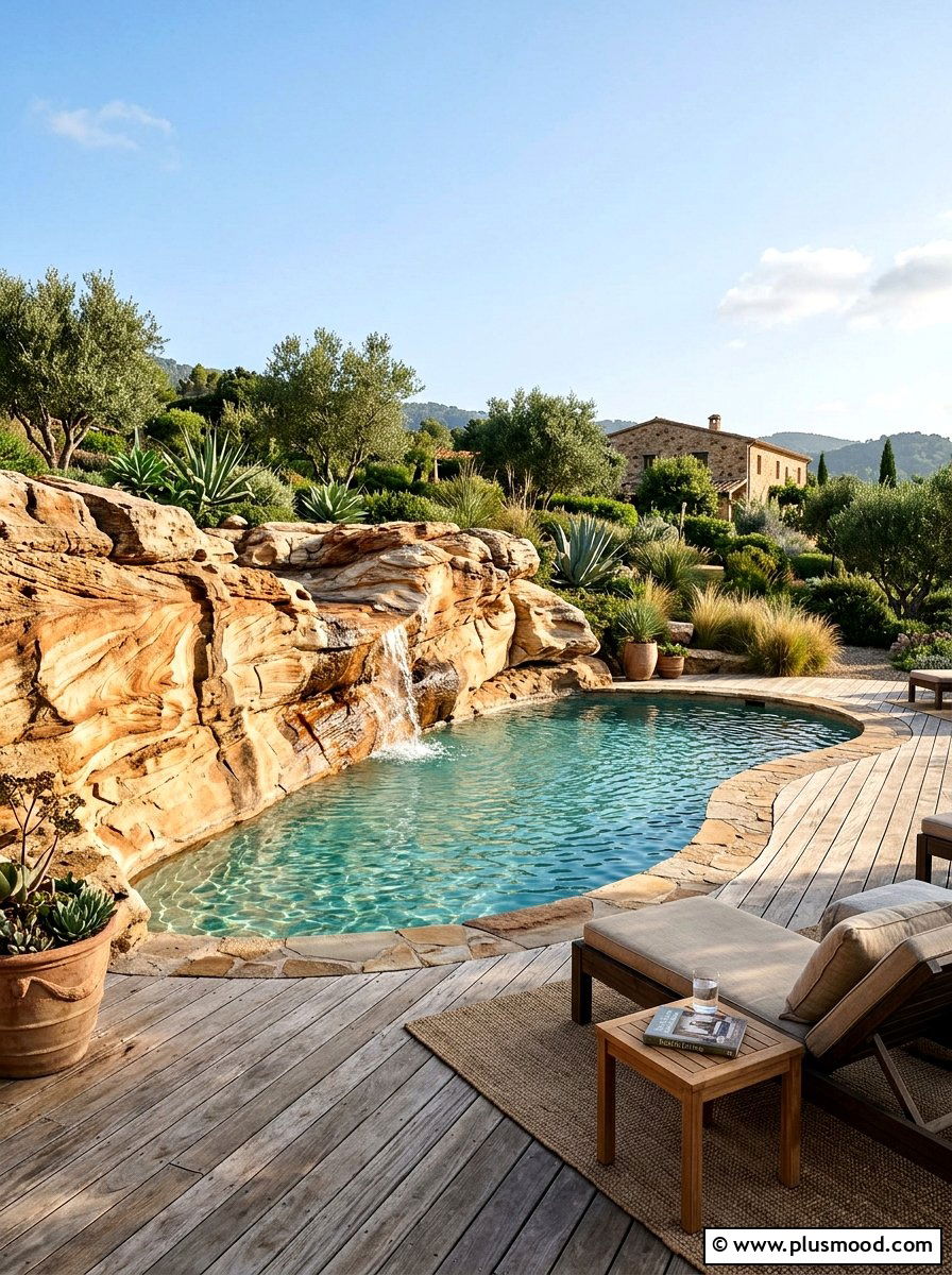 Sandstone Rock Feature - 25 pool landscaping ideas with rocks