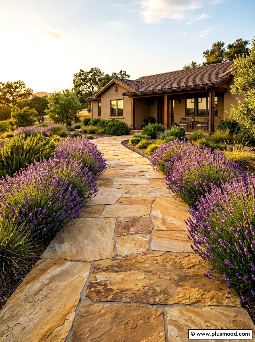 Sandstone Slab Walkway - 25 summer walkway ideas for front yard