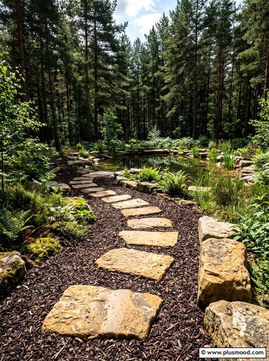 Sandstone Stepping Stones In Mulch - 25 pool landscaping ideas with stone pathway