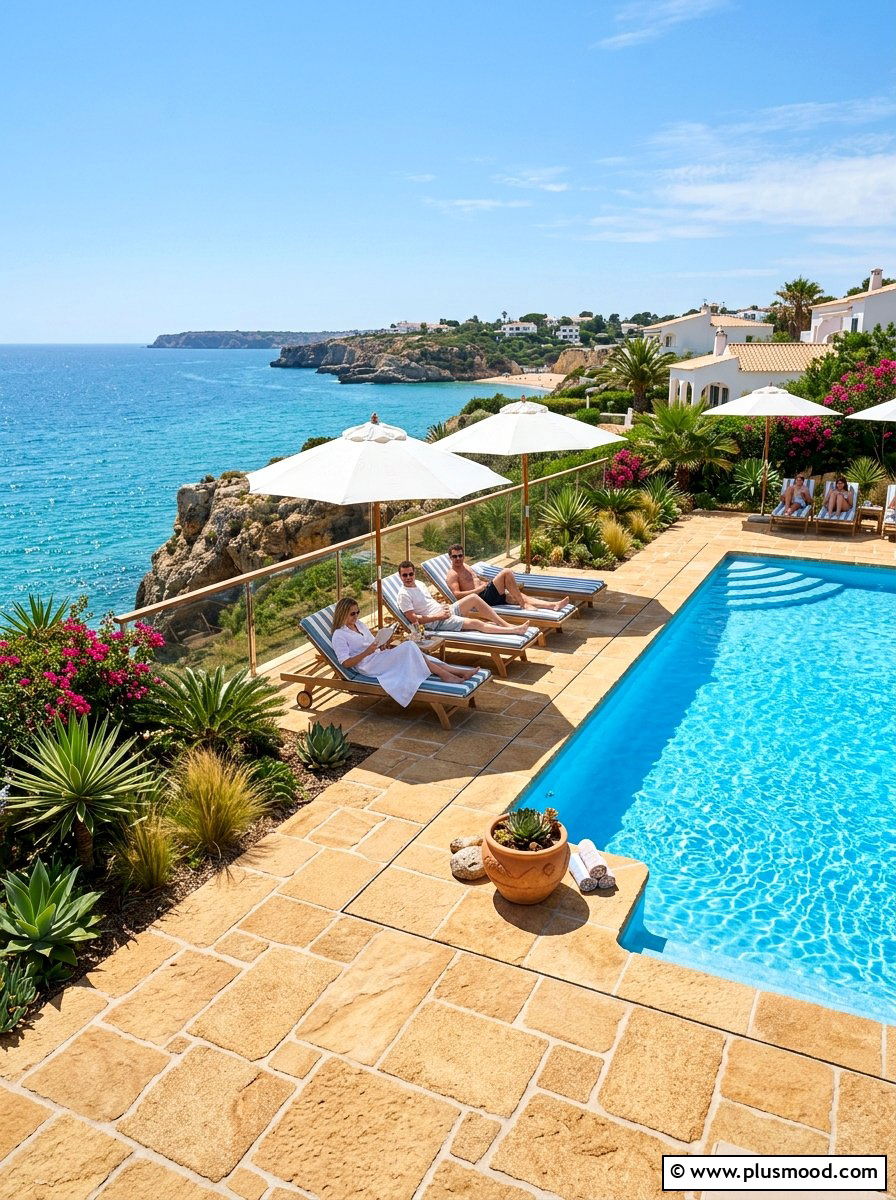Sandstone pool surround - 25 pool landscaping ideas with pavers