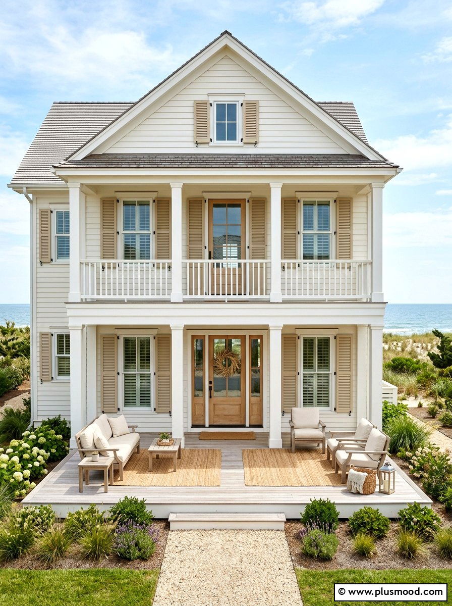 Sandy Beige Shutters Neutral Exterior - 25 summer shutters color ideas