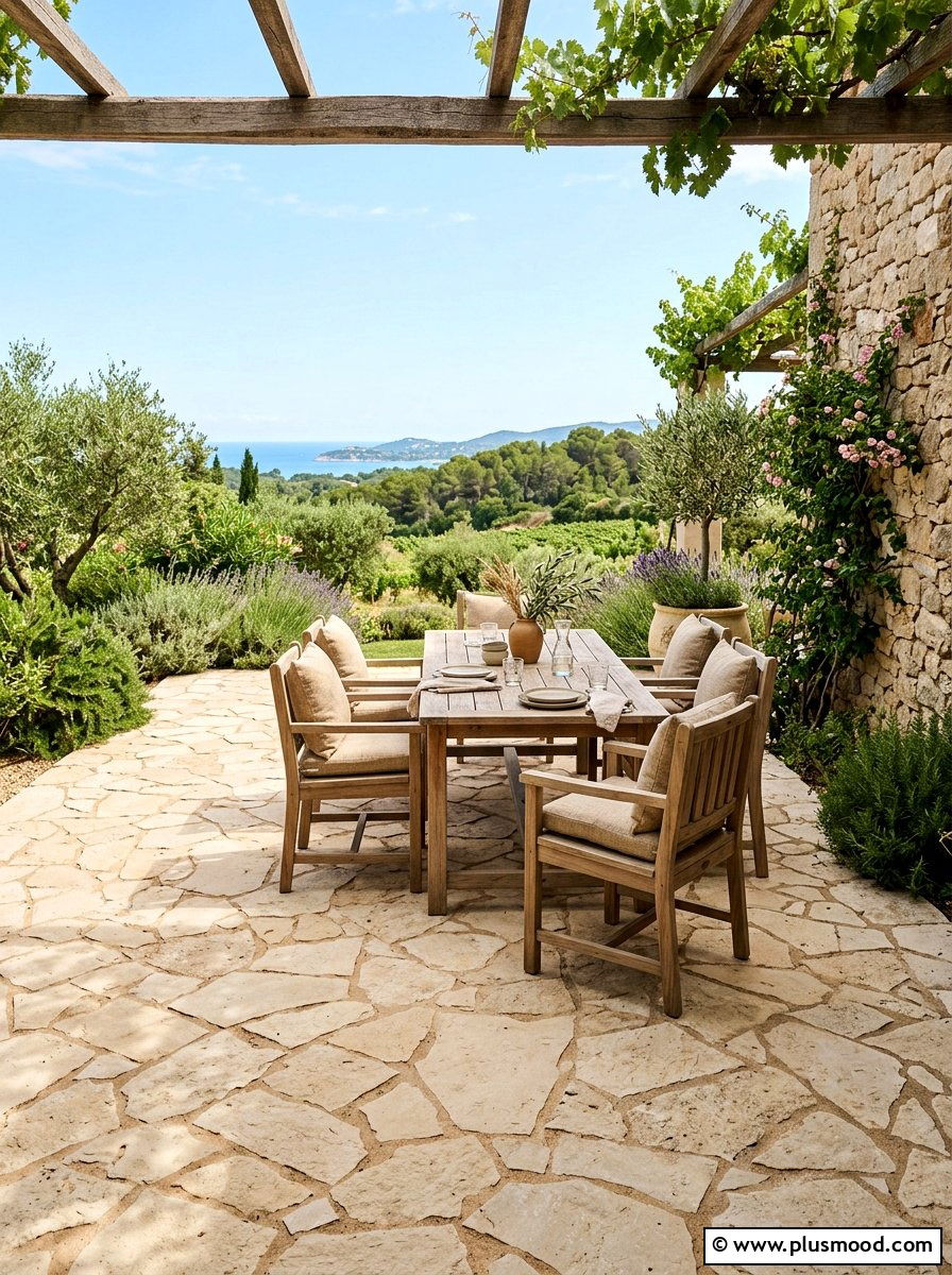 Sandy Stone Patio - 25 summer coastal outdoor entertaining ideas