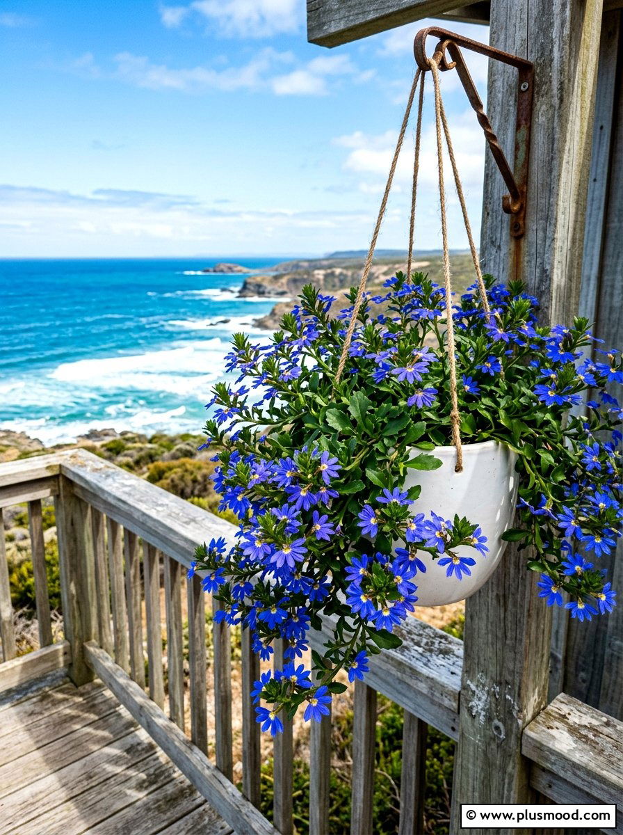 Scaevola fan flower pot - 25 summer planter ideas for full sun
