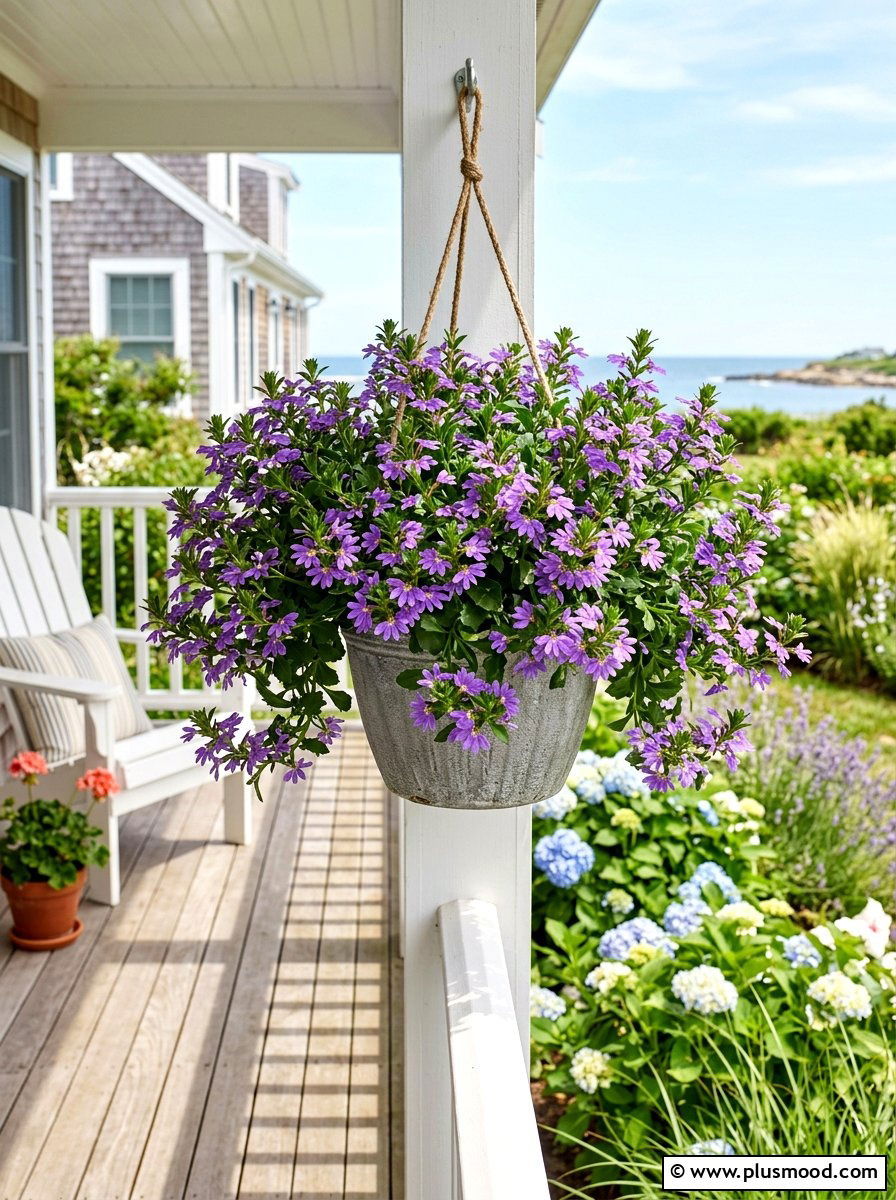 Scaevola hanging basket - 25 summer hanging basket ideas for front porch