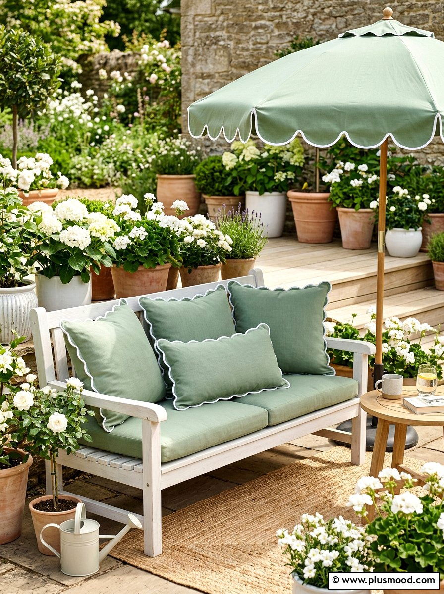 Scallop edge cushion - 25 cozy summer patio ideas