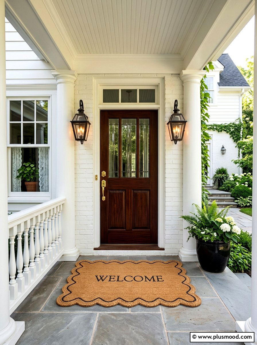 Scalloped Edge Coir Mat - 25 summer front porch mat ideas