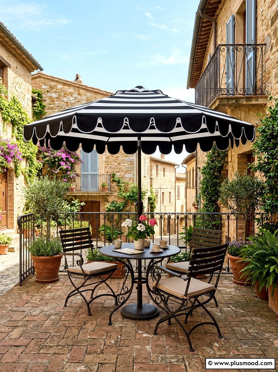 Scalloped Edge Patio Umbrella - 25 summer patio umbrella ideas
