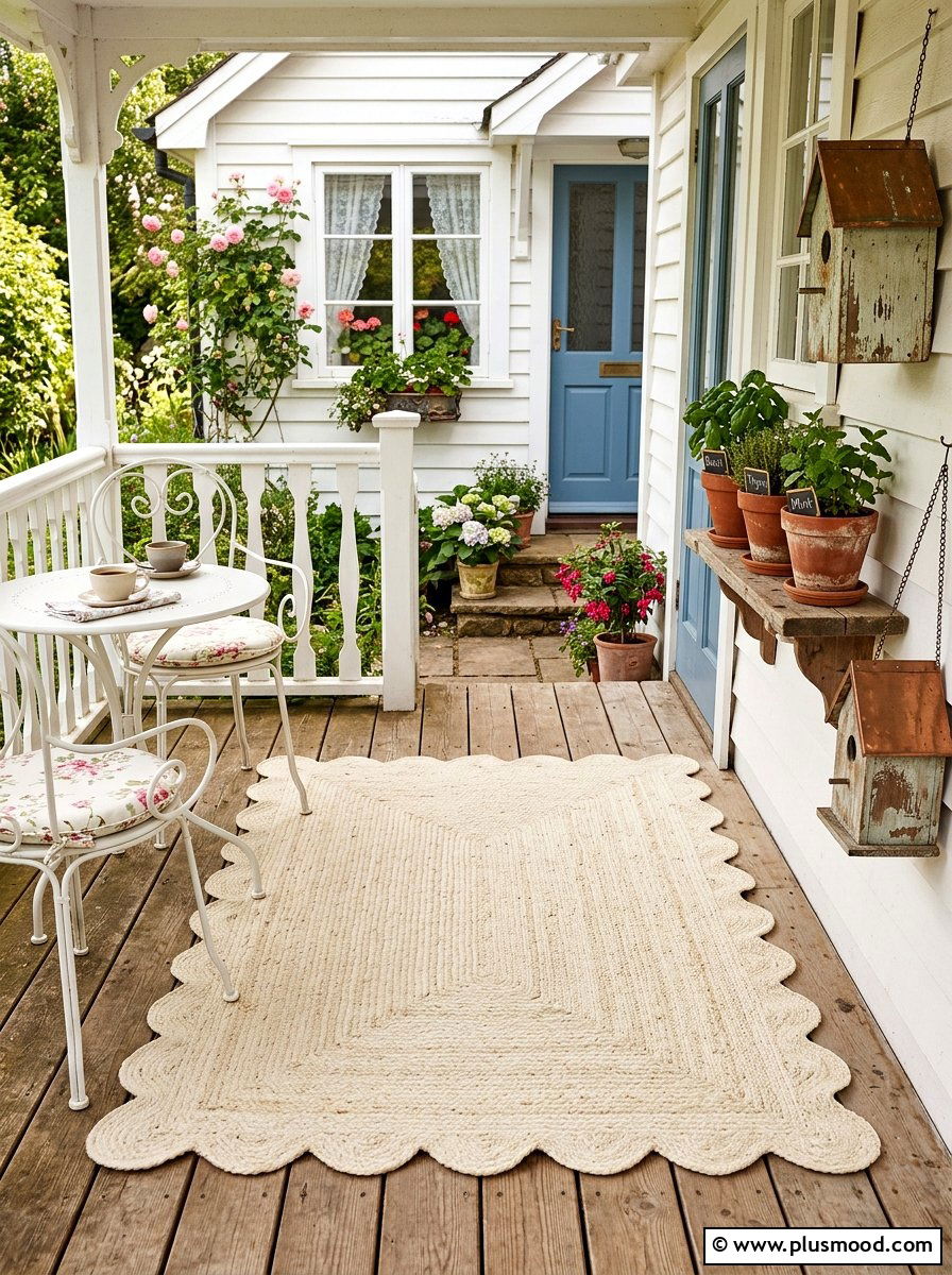 Scalloped Edge Rug - 25 summer porch rug ideas