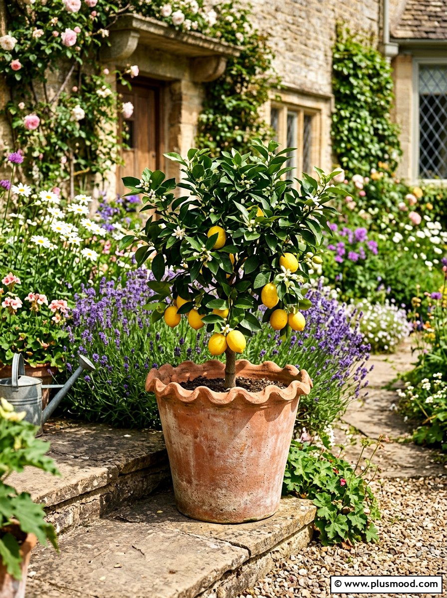 Scalloped Edge Terracotta Pot - 25 summer lemon tree planter ideas