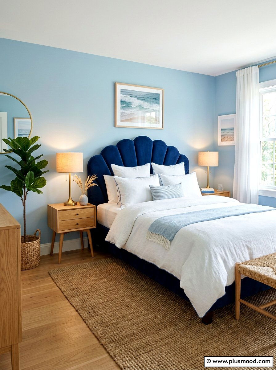 Scalloped Headboard Bedroom - 25 summer seashell bedroom decor ideas
