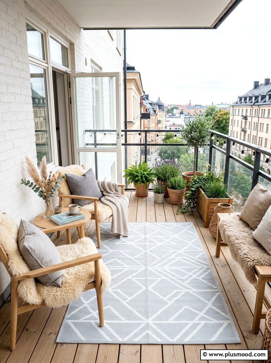 Scandi Balcony Rug - 25 summer balcony rug ideas